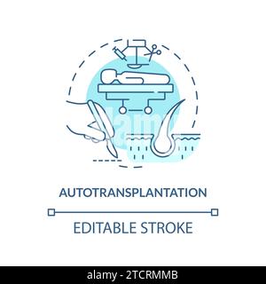 Thin line simple blue autotransplantation icon concept Stock Vector