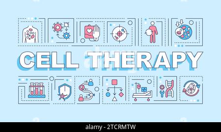 2D cell therapy text with creative thin line icons Stock Vector