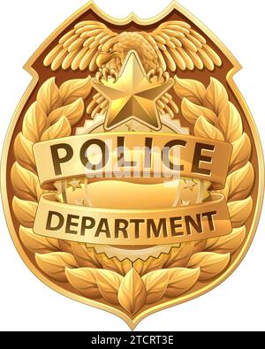 Police Badge Shield Star Sheriff Cop Crest Symbol Stock Vector