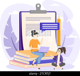 Adaptive learning illustration. Representing adaptive learning in AI, isolated customizable vector illustration, futuristic education. Stock Vector