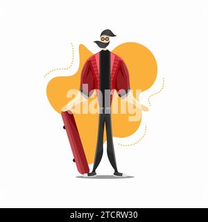 Flat vector illustration of a man with Afro hair in Hipster style. Cool Man cartoon with Break Time Text Stock Vector