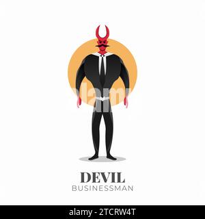 Devil Businessman Character with Horns. Half-bull Businessman Stock Vector