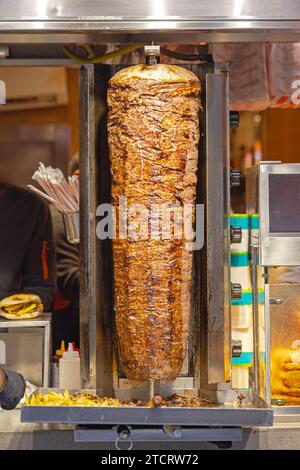 Lamb Meat Kebab Vertical Rotisserie Middle East Cuisine Fast Food Stock Photo