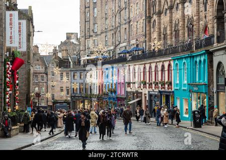 Christmas decorations in Victoria Street, Edinburgh Stock Photo