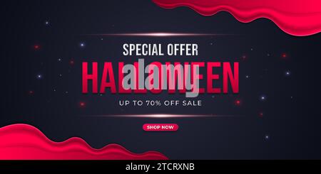 Halloween special sale banner with red and black background concept Stock Vector