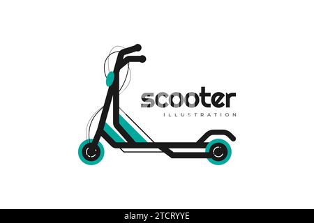 Electric Kick Scooter Vector Illustration. Scooter Icon Symbol Design Stock Vector