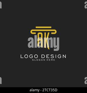 AK initial logo with simple pillar style design vector graphic Stock Vector