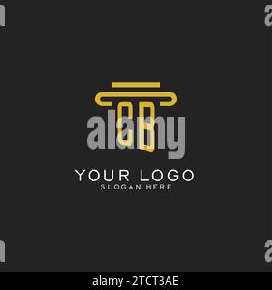 CB initial logo with simple pillar style design vector graphic Stock Vector