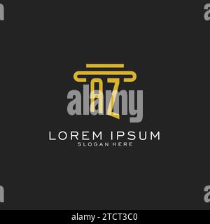 AZ initial logo with simple pillar style design vector graphic Stock Vector