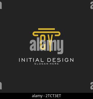 CY initial logo with simple pillar style design vector graphic Stock Vector