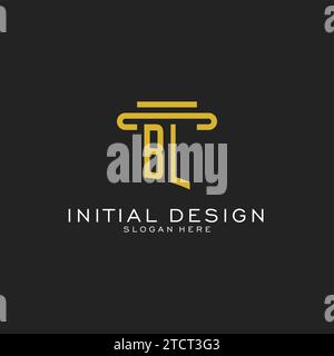 BL initial logo with simple pillar style design vector graphic Stock Vector