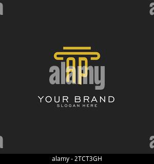 AP initial logo with simple pillar style design vector graphic Stock Vector