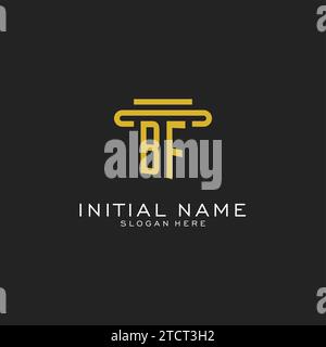 BF initial logo with simple pillar style design vector graphic Stock Vector