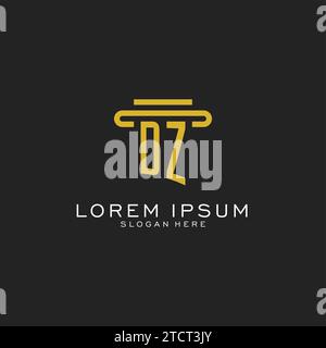 DZ initial logo with simple pillar style design vector graphic Stock Vector