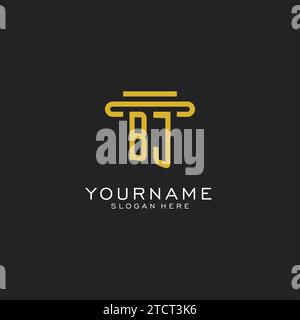 BJ initial logo with simple pillar style design vector graphic Stock Vector
