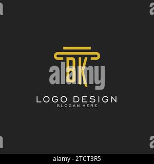 BK initial logo with simple pillar style design vector graphic Stock Vector