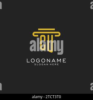 CU initial logo with simple pillar style design vector graphic Stock Vector