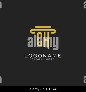CH initial logo with simple pillar style design vector graphic Stock Vector