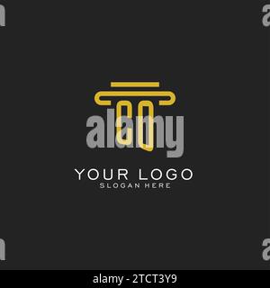 CO initial logo with simple pillar style design vector graphic Stock Vector