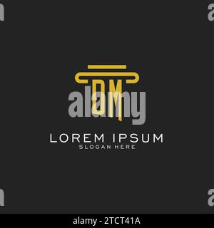 DM initial logo with simple pillar style design vector graphic Stock Vector