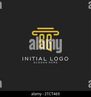 GG initial logo with simple pillar style design vector graphic Stock Vector