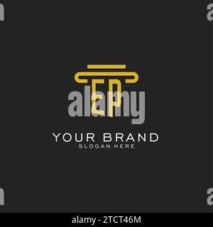 EP initial logo with simple pillar style design vector graphic Stock Vector