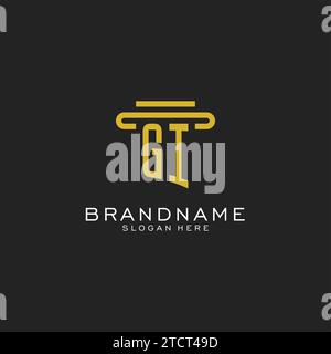 GI initial logo with simple pillar style design vector graphic Stock Vector