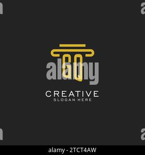 GQ initial logo with simple pillar style design vector graphic Stock Vector