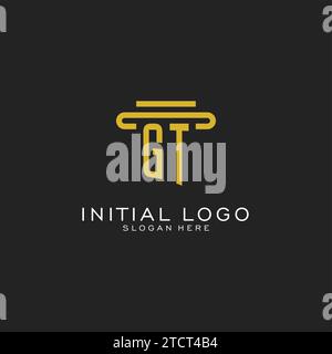 GT initial logo with simple pillar style design vector graphic Stock Vector