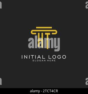 HT initial logo with simple pillar style design vector graphic Stock Vector