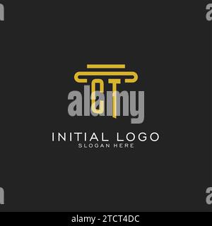 CT initial logo with simple pillar style design vector graphic Stock Vector