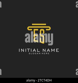 ES initial logo with simple pillar style design vector graphic Stock Vector