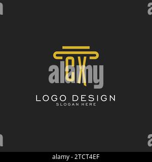 CX initial logo with simple pillar style design vector graphic Stock Vector