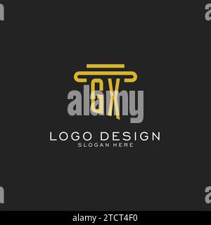 GX initial logo with simple pillar style design vector graphic Stock Vector