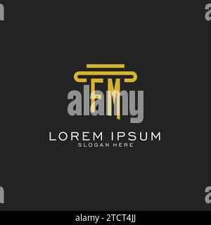 FM initial logo with simple pillar style design vector graphic Stock Vector