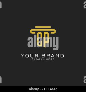 CP initial logo with simple pillar style design vector graphic Stock Vector