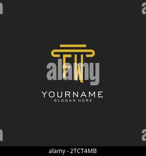 FW initial logo with simple pillar style design vector graphic Stock Vector