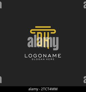 DH initial logo with simple pillar style design vector graphic Stock Vector