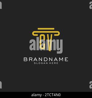 CV initial logo with simple pillar style design vector graphic Stock Vector