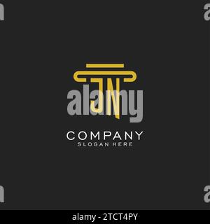 JN initial logo with simple pillar style design vector graphic Stock Vector