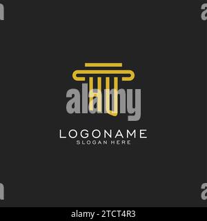 HU initial logo with simple pillar style design vector graphic Stock Vector