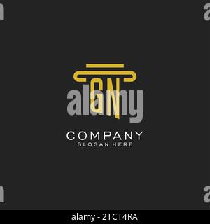 GN initial logo with simple pillar style design vector graphic Stock Vector