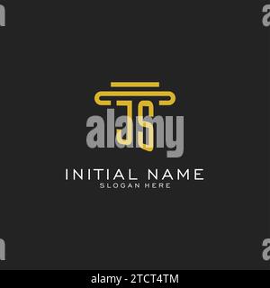 JS initial logo with simple pillar style design vector graphic Stock Vector