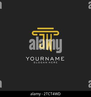 JW initial logo with simple pillar style design vector graphic Stock Vector