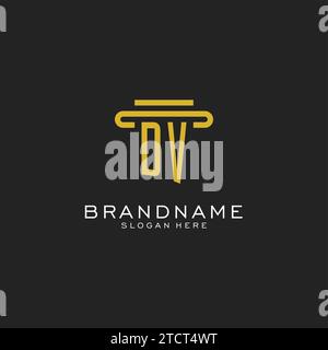 DV initial logo with simple pillar style design vector graphic Stock Vector