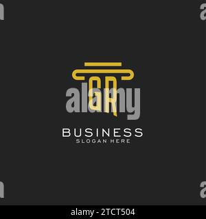 GR initial logo with simple pillar style design vector graphic Stock Vector