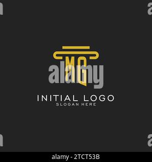 MG initial logo with simple pillar style design vector graphic Stock Vector