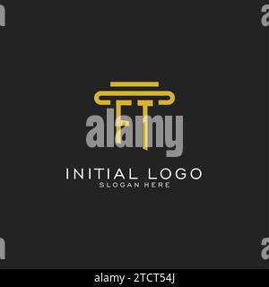 FT initial logo with simple pillar style design vector graphic Stock Vector