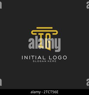 IG initial logo with simple pillar style design vector graphic Stock Vector