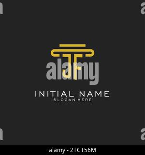 JF initial logo with simple pillar style design vector graphic Stock Vector